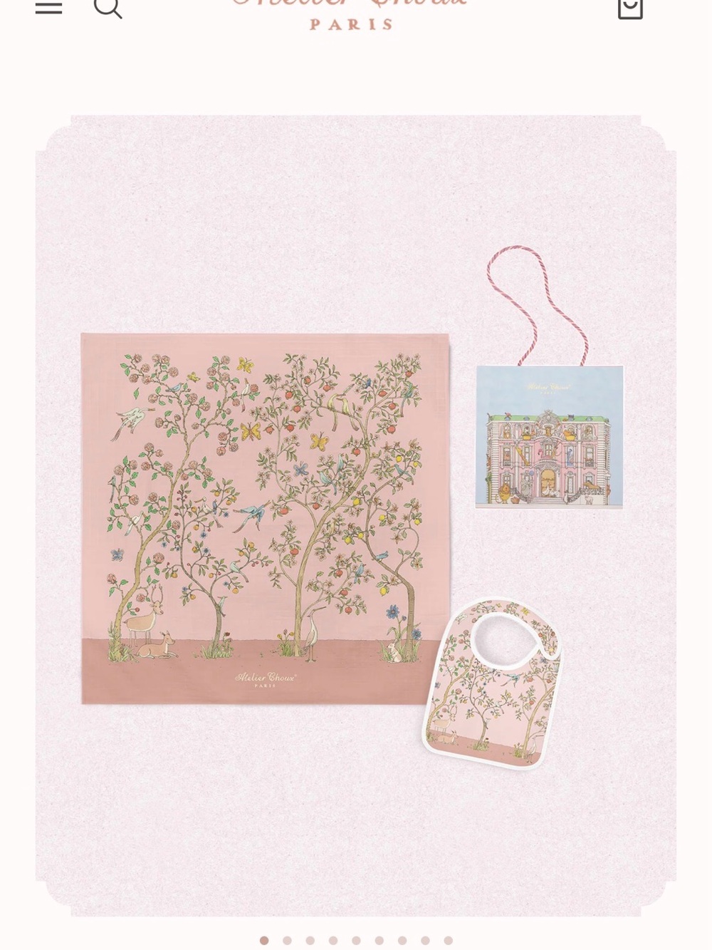 Atelier Choux Pink Floral Baby Gift Set - Scarf & Bib
